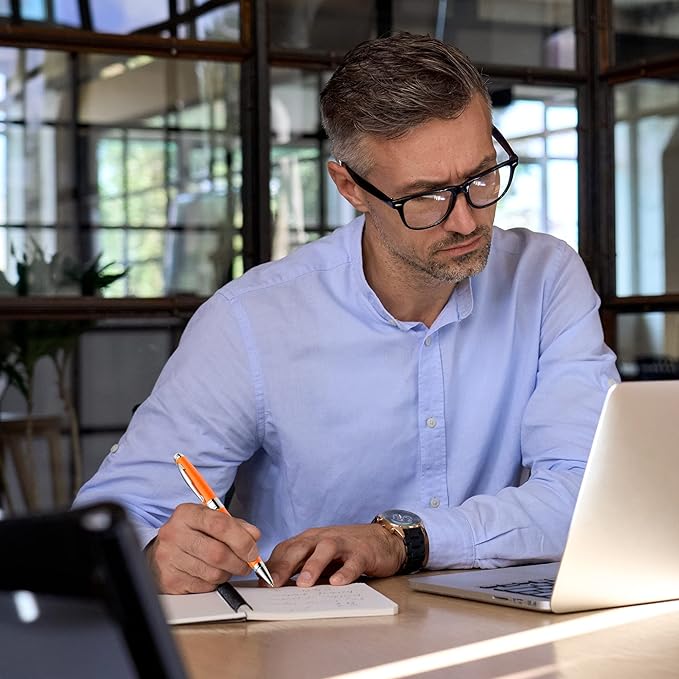 ZenZoi Elegant Orange Pen Set W/Fine Point Rollerball Ink – Luxury Writing Pens For Men Or Women. Nice Pen Gift Set W/Roller Ball Tip Refills & High End Pen Box. Executive Smooth Quality Writing Pens