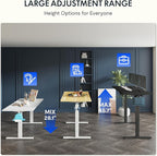 FLEXISPOT One-Piece Electric Standing Desk, 48 x 30 Inches Adjustable Desk with Seamless Desktop, Memory Controller Height Adjustment (White Frame + Maple Desktop, 2 Packages)