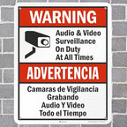 SmartSign 30 x 24 inch “Warning - Audio & Video Surveillance On Duty At All Times” Bilingual Sign, 80 mil Aluminum, 3M Laminated Engineer Grade Reflective Material, Red, Black and White, USA-Made