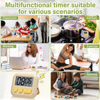 Weewooday 24 Pcs Digital Kitchen Timer Magnetic Timer Bulk On/Off Switch Minute Second Count up Countdown Loud Alarm for Exercise Cook Baking (Candy Green,Eggshell Yellow)