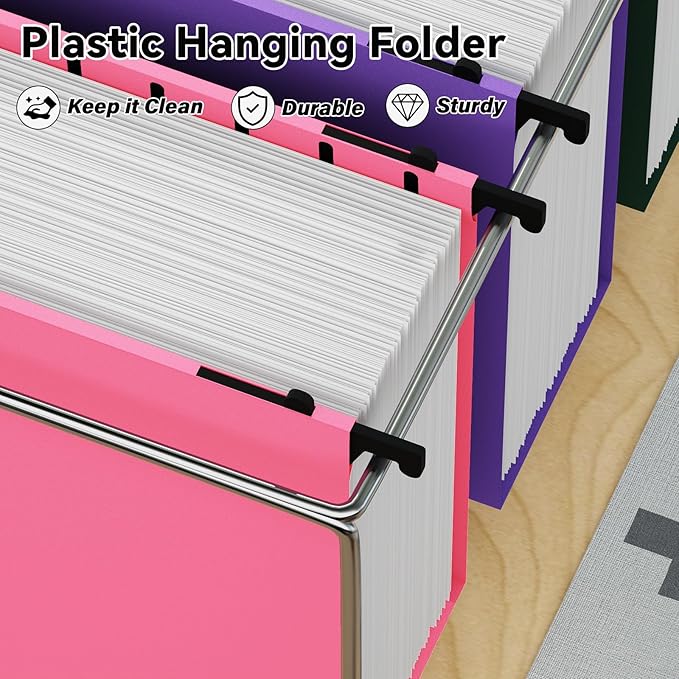 ANSOOK Legal Size Hanging File Folders Extra Capacity,Heavy Duty 3 Inch Expandable File Folders Hanging with Tabs,12 Pack Hanging File Organizer,File Cabinet Folders with Insertable Tabs for School