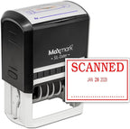 MaxMark Large Self-Inking Rubber Date Office Stamp with Scanned Phrase & Date - Red Ink, 12-Year Band - Style 3