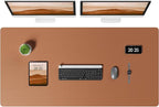 Aothia Leather Desk Pad Protector, Office Desk Mat, Large Mouse Pad, Laptop Desk Pad, Non-Slip PU Leather Desk Blotter, Waterproof Desk Writing Pad for Office and Home (Brown, 47" x 24")