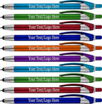 Personalized with Your Custom Logo or Text Pens-Pack of 450- for Marketing, Parties, and Events, 2 in 1 Capacitive Stylus & Ballpoint Pen Compatible with Touchscreen Devices, Black Ink, Assorted