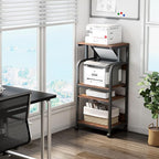 Fannova 4-Tier Printer Stand with Adjustable Storage Shelf, Large Tall Printer Table with Wheels for Home Office Small Spaces Organization, Rustic Brown