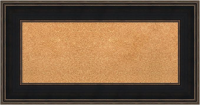 Amanti Art Natural Cork Board for Wall, 20x38 Vision Board with Brown Wood Frame, Medium Corkboard Office Decor for Home Organization, Casual Corkboard Pinboard to Display Items for Home Organization