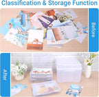 COSICS Photo Storage Box 5" x 7", Extra Large Transparent Plastic Photo Organizer Craft Keeper with 6 Inner Case for Cards, Pictures, Stamps, Stickers, Seeds, Office Supplies