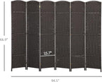 HOMCOM Room Divider, 6 Panel Folding Privacy Screen, 5.6' Tall Freestanding Wall Partition for Home Office, Bedroom, Brown