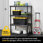CX 4-Tier (53”H x 36”W x 18”D) Plastic Storage Shelving Unit (Black) 2 Pack, Heavy Duty, 150lbs Per Shelf Capacity, Indoor/Outdoor Storage Organization in Home, Garage, Office, Easy Assembly