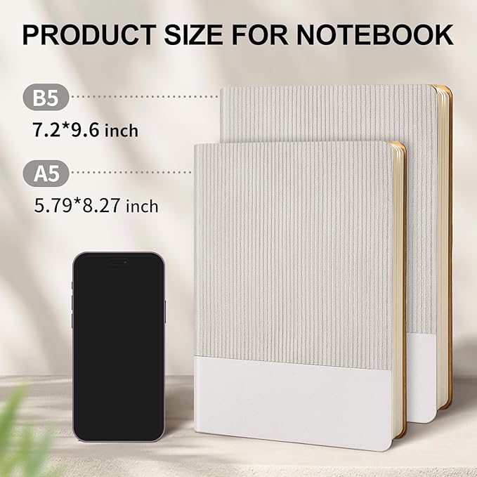TSFPapier Lined Journal Notebook for Work College Ruled Note Book 5.79"x8.27" A5 PU Leather Daily Journaling 216 Pages for Women Men Writing Home School Supplies Business (Grey)