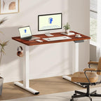 FLEXISPOT EN1 One-Piece Standing Desk with 1-Inch Thick Seamless Desktop, 48"x30" Electric Height Adjustable Desk for Home Office, Multi-Monitor Setups & Easy Assembly, Mahogany