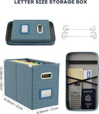 Oterri File Organizer Box with Lid, Hanging Filing File Box with Mesh Pocket, Document Organizer Box for Letter Files, Portable Storage Box with Smooth Sliding Rail for Office&Home (1 PCS, Dark-blue)