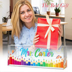 Teacher Office Name Plate for Desk Custom, Desk Name Plate Personalized, Teachers Office Desk Decor, Clear Acrylic Glass Block, Personalized Office Gifts for Teachers, Teacher Appreciation Gifts