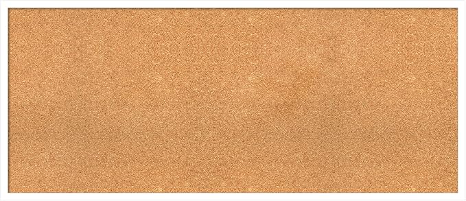 Amanti Art Natural Cork Board for Wall, 21x49 Vision Board with White Frame, Oversize Corkboard Office Decor for Home Organization, Modern Corkboard Pinboard to Display Items for Home Organization in