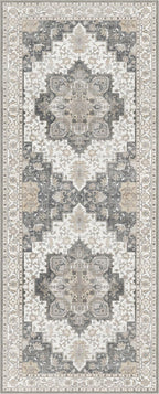 GENIMO 2x10 Runner Rugs for Hallway, Machine Washable Non Slip Vintage Rugs, Low Pile Lightweight Soft Print Rug for enrtyway, Corridor, Home Office, Kitchen, Heathered Grey