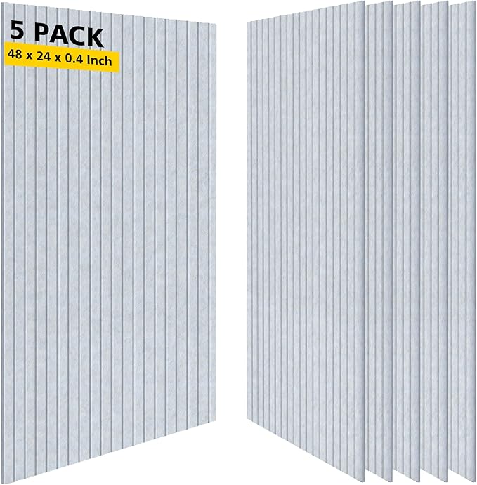 Acoustic Panels,5 Pack Sound Panels,48"x24"x0.4" Soundproof Wall Panels,High-Density Large Acoustic Panels,Decorative Sound Dampening Panels,Light Camel
