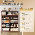 WLIVE Tall Dresser for Bedroom, Fabric Dresser Storage Tower, Chest of Drawers Organizer Unit with 11 Drawers, Storage Cabinet, Hallway, Closets, Steel Frame, Wood Top, Pink
