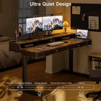 ONBRILL Standing Desk with Drawers, 55x23.6 Electric Stand Up Desk with Storage Shelf and Memory Controller, Sit Stand Desk Adjustable Height from 28-46" for Computer Workstation, Rustic Brown