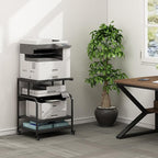 Fannova Printer Stand, 23.6 x18.9 x 30 Inches Large Printer Table with Adjustable Storage Shelf, 3 Tier Rolling Printer Cart with Wheels for Home Office, Stand for Heat Press Mini Fridge, Black