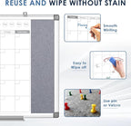 MAKELLO Dry Erase Calendar for Wall 24" x 18", Whiteboard Calendar and Grey Felt Board Combo for Office Home School