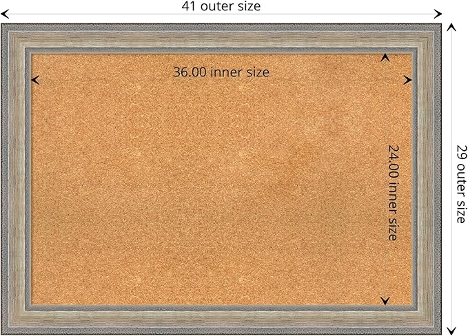 Amanti Art Natural Cork Board for Wall, 29x41 Vision Board with Silver Wood Frame, Large Corkboard Office Decor for Home Organization, Traditional Corkboard Pinboard to display items for home