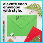 ExcelMark Address Stamp - Custom Return Address Stamp with Elegant Designs, Vibrant Colors & Patterns – Perfect for Mail, Invitations & Gifts (Holiday)