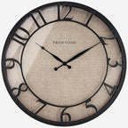 Presentime & Co 21" Farmhouse Series Wall Clock, Cottage Style, Faux Burlap, Oil Rubbed Antique Bronze Finish. Wall Décor for Living Room, Dining Room, and entryway.