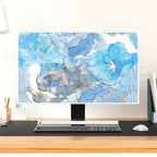 Baocicco Baby Blue Gold Marble Waterproof Screen TV Cover 45, 46, 47, 48 Inch Modern Television Accessories TV LCD Fashion Weatherproof Screen TV Decorations for Tablet LED LCD OLED TVs