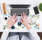 Pink Blue Floral Desk Mat Mousepad Cute Flowers Mouse Pad Gaming XL Large Extended Desk Pad Desk Matt for Desktop, Computer Laptop Keyboard Mouse Mat for Women Office Decor Accessories 31.5x15.7 in