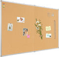 AMUSIGHT Double-Sided Large Cork Board, 48" x 36" Foldable Hanging Aluminum Framed Bulletin Board, Vision Board Pin Board Corkboards for Walls, Office, School Decor, 20 Pushpins