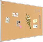 AMUSIGHT Double-Sided Large Cork Board, 48" x 36" Foldable Hanging Aluminum Framed Bulletin Board, Vision Board Pin Board Corkboards for Walls, Office, School Decor, 20 Pushpins