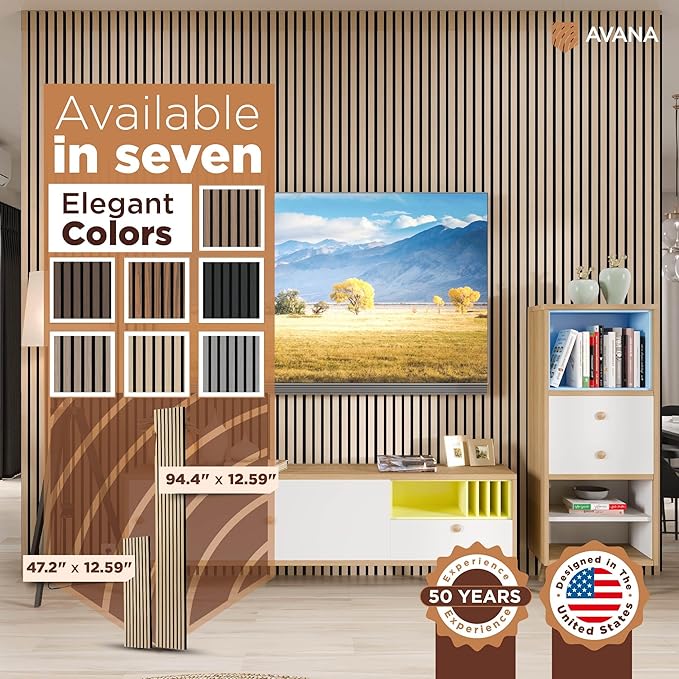 Avana Acoustic Wood Wall Panels – 94.4 x 12.6 Inch White Oak Acoustic Panels 2 PCs – Wall Panels For Interior Wall Decor for Homes, Offices, Studios – Pleasing Design Wood Panels For Wall