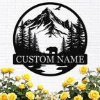 Dyoart Personalized Bear Metal Cabin Sign | Custom Signs Outdoor Metal | Cabin Decor | Family Sign | Rustic Cabin Bear Sign | Gifts for Hunters | Metal Art Wall Decor for Living Room Bedroom