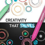 Paper Mate InkJoy Gel Pens, Metallic, Retractable, Medium Point, (0.8mm), Glittery Assorted Colors, 6 Count - Perfect for Writing, Doodling, Bullet Journaling, Glitter, Sparkle, Writing Fun