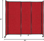 Versare Straightwall Sliding Portable Wall Partition | Freestanding Office Dividers | Locking Wheels | Temporary Room Separator | 7'2'' Wide x 6'10'' Tall Red Fabric Panels