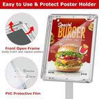 VAIIGO 3 Pack Heavy Duty Standing Sign Holder 11x17 Inch - Pedestal Floor Sign Stand with Weighted Base - Vertical & Horizontal Poster/Menu Display Stands for Indoor/Outdoor Advertising, Silver