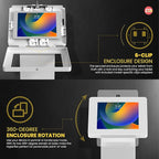 Locking Stand Kiosk – CTA Premium Small Locking Support Base Kiosk with Steel Body and Heavy-Duty Security Enclosure - iPad mini A17 Pro & 1/2/3/4/5/6 - Samsung Tab A 8″