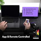Note Tower LED Color Changing Desktop Whiteboard with Premium PU Leather Stand | Mood Enhancing & Productivity Boosting Dry Erase Light Up Board for Desk | Office, Home, School | Remote & App Control