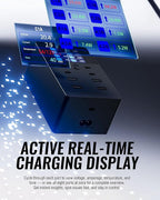 SABRENT Charger, 252W 8-Port Desktop Charging Station w/Real-Time LCD Display, UL Certified | USB C/A, Compatible with MacBook, iPhone, Samsung Galaxy, and Tablets