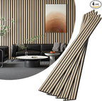 VallisCo 4-Piece Wood Slat Acoustic Panels for Stylish Interior Decor & Noise Reduction - 94.5" x 7.87" 3D Solid Wood Wall Panels for Ceiling and Wall, Covers 20.66 Sq Ft, White Oak