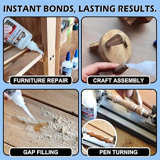 CYAFIXED Professional Grade Cyanoacrylate Super Glue, Medium Viscosity CA Glue for Woodworking, 2 oz. (56.8 Grams) - Instant Adhesive for Woodturning, Pen Turning, Hobby Models & Most Wood Bonding
