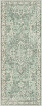 GENIMO 2'6''x6 Runner Rugs for Hallway, Machine Washable Non Slip Vintage Rugs, Low Pile Lightweight Soft Print Rug for enrtyway, Corridor, Home Office, Kitchen, Light Green