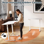 FitStand Small Small Pneumatic Adjustable Stand Up Desk, Rolling One-Piece Standing Desk 31.5 x 19.7 Inch, Home Office Desk Computer Workstation, White