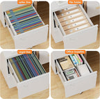 METAN 2 Drawer Vertical File Cabinet with Lock, Mobile Metal Filing Cabinet for Legal/Letter Size, Office Storage File Cabinet Under Desk with Card Holder,Assembly Required,White