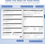 Clever Fox Planner Large – Undated Weekly & Monthly Planner for Productivity, Time Management & Goals – Organizer Journal – 7x10” (Mystic Blue)