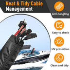 48 Inch Zippered Rigging Sleeve | Heavy Duty 600D Waterproof Marine Cable Organizer for Trolling Motor, Control Cables, Fuel Lines & Wires | Black with Cable Tie