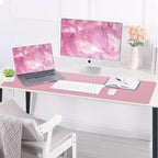 Leather Desk pad Protector, Large Desk mat with Natural Cork & PU Leather,Mouse pad,Non-Slip Office Desk Mat,Waterproof Desk Writing Pad for Office and Home (47in*17in,Rose Pink)