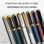 Ellington Pens Luxury Fountain Pen Set - Smooth Fine Nib- Includes 3 Ink Cartridges, Refillable Ink Converter, Gift Box- Fountain Pens For Writing, Calligraphy, Journaling, Sketching (Scarlet Slate)