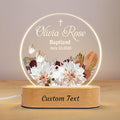 7GEEFT Personalized Baby Gifts for Kids, Custom Flower Acrylic Sign Plaque with Name Night Light for Boys Girls, Baby Shower Newborn Baptism Christening Gifts, Children's Bedroom Nursery Room Decor