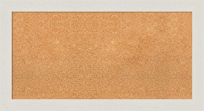 Amanti Art Natural Cork Board for Wall, 19x35 Vision Board with White Frame, Medium Corkboard Office Decor for Home Organization, Country Rustic Corkboard Pinboard to Display Items for Home